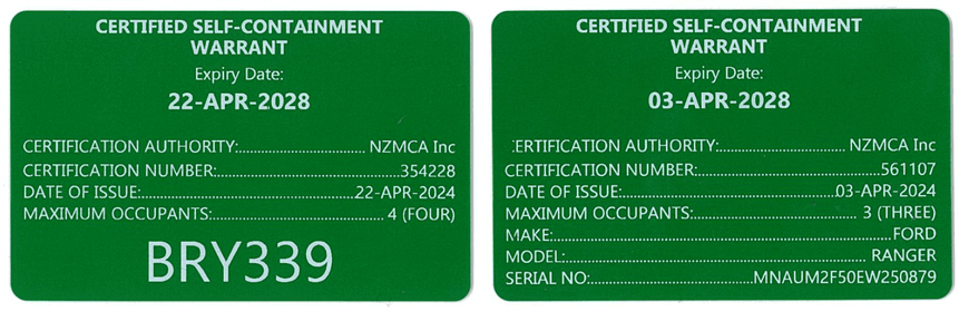 new green CSC warranty card sample