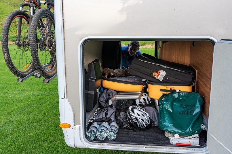 A full garage load in a motorhome