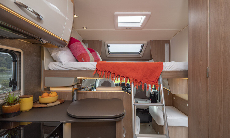 A dropdown bed in a Burstner motorhome