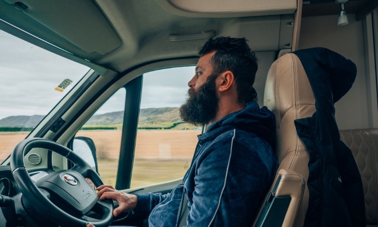 A man driving a motorhome 