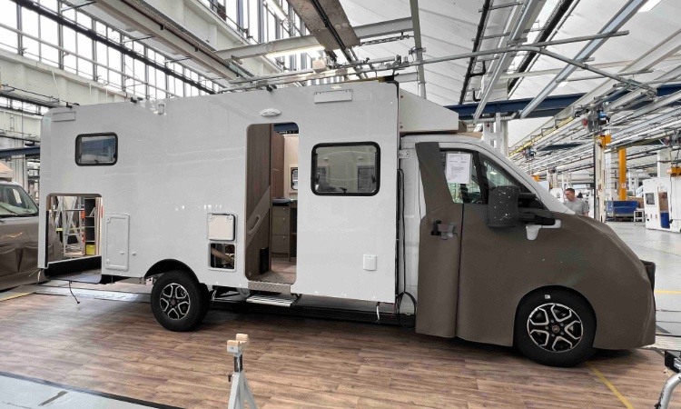 A motorhome under construction 