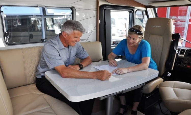 Discussing the motorhome sales agreement