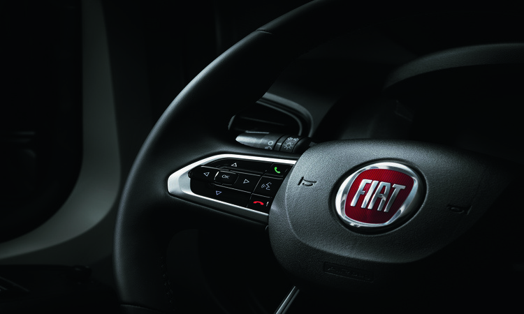 Fiat logo on a steering wheel