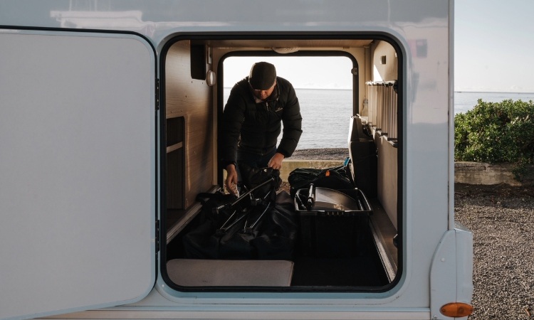 Spacious garage space in a motorhome