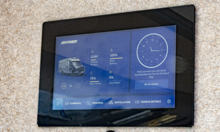 The control panel of a HYMER CrossOver motorhome