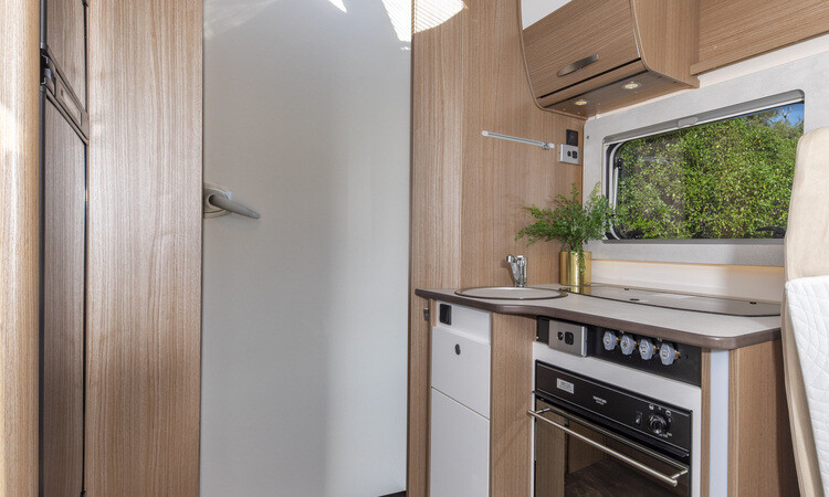 The kitchen space of a Carado T459 motorhome