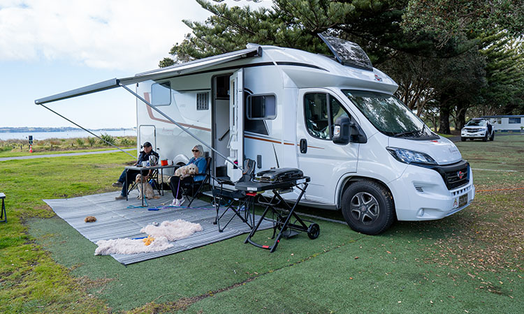 Craig and Sue relaxing out of their Bürstner Lyseo TD736 motorhome