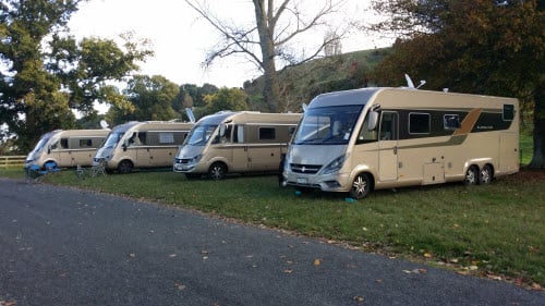 Motorhomes parked together