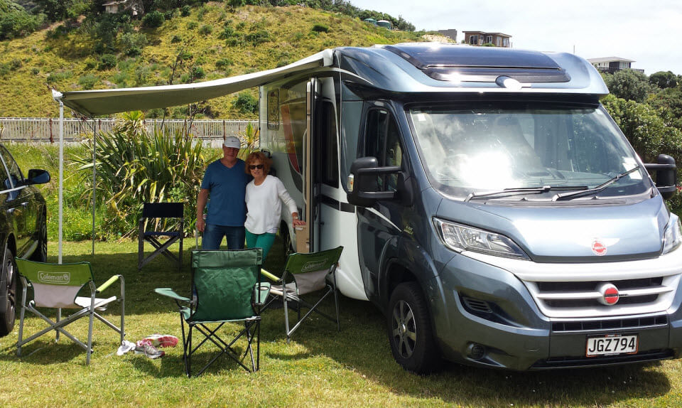 Raewyn and Peter Burn-Geddes at Piha Beach